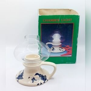 Vintage Cream‎ and Blue Farmhouse Style Goose Candle Lamp original box